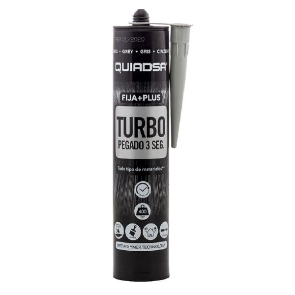 Adhesivo Fija Plus Turbo 290 ml. Gris.